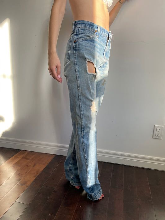 1970s Wrangler Distressed Boyfriend Denim Jeans Small