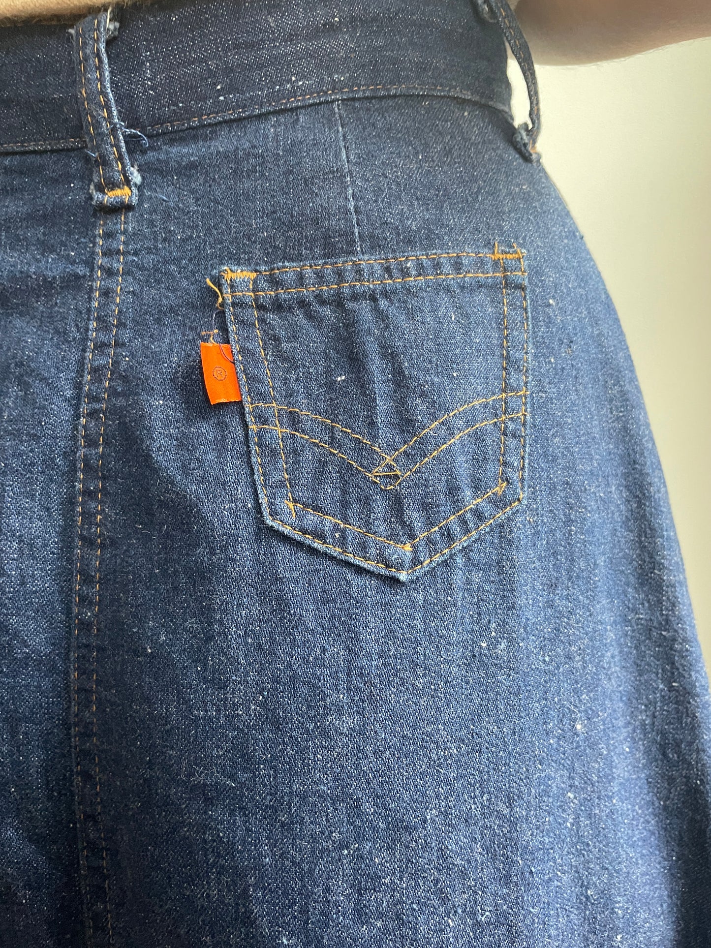 1970s Levis Indigo Denim Jean Button Up Skirt X-Small