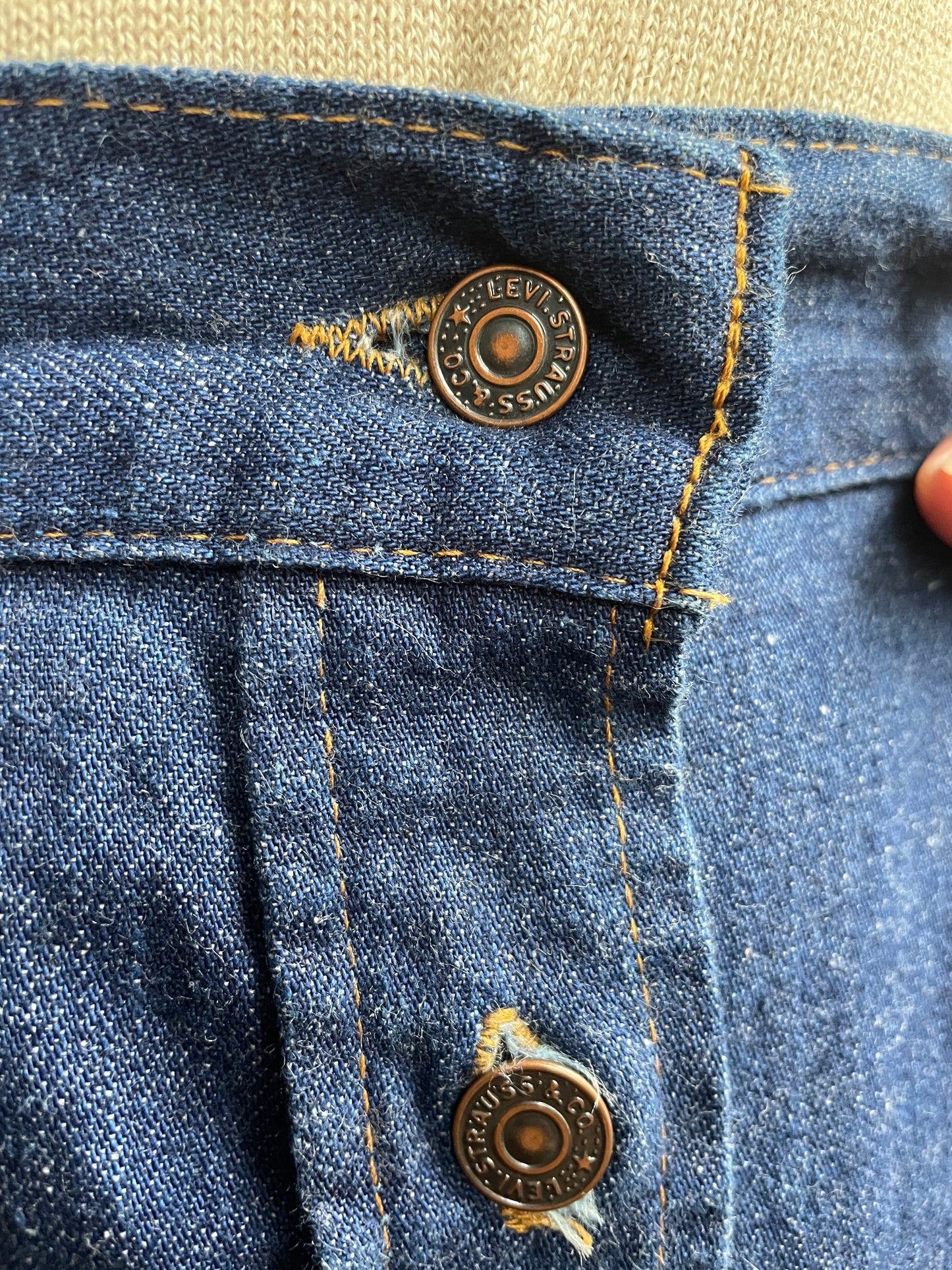 1970s Levis Indigo Denim Jean Button Up Skirt X-Small