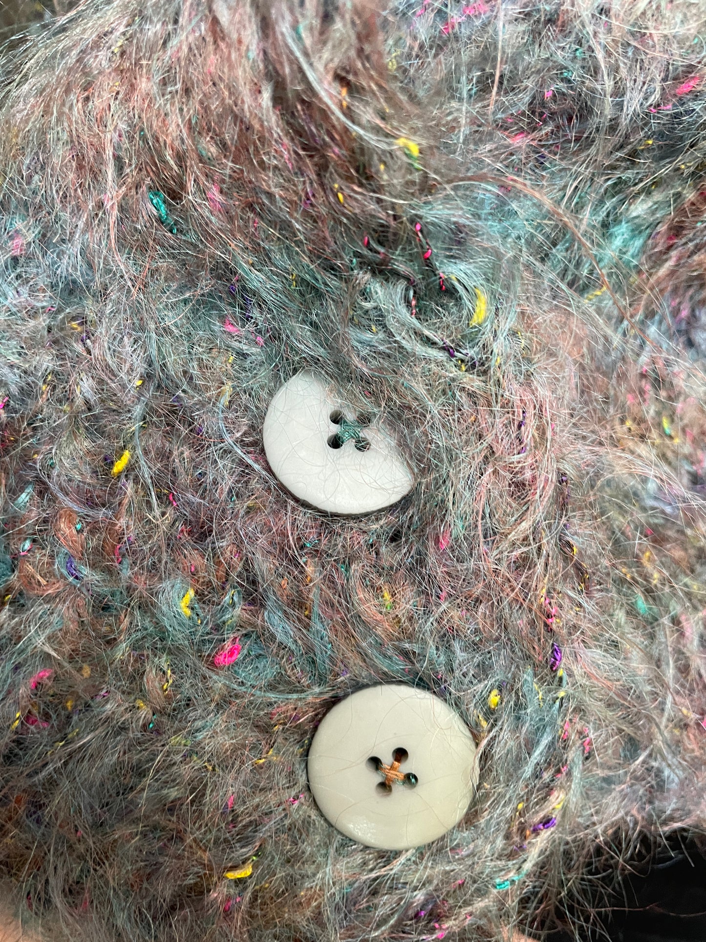 1980s High Lane Multi Colour Mohair Cardigan Small