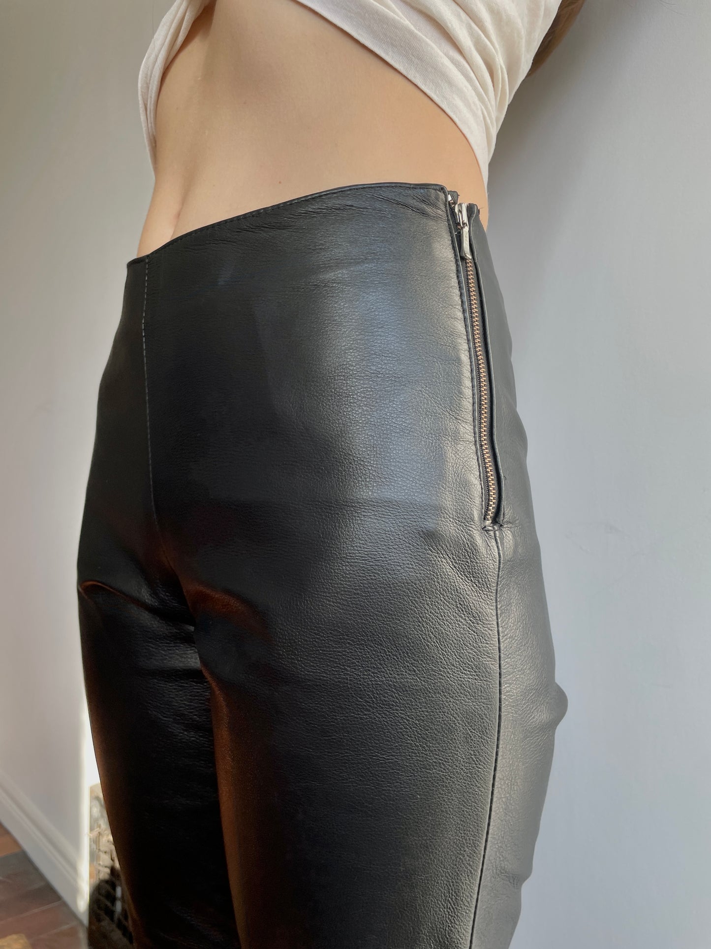 2000s Black Leather Pants Small