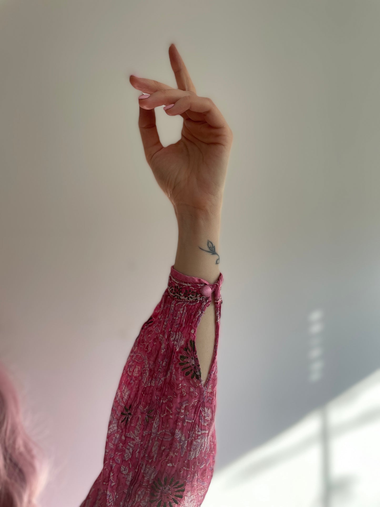 1970s Quilted Cotton Pink Dress XSmall