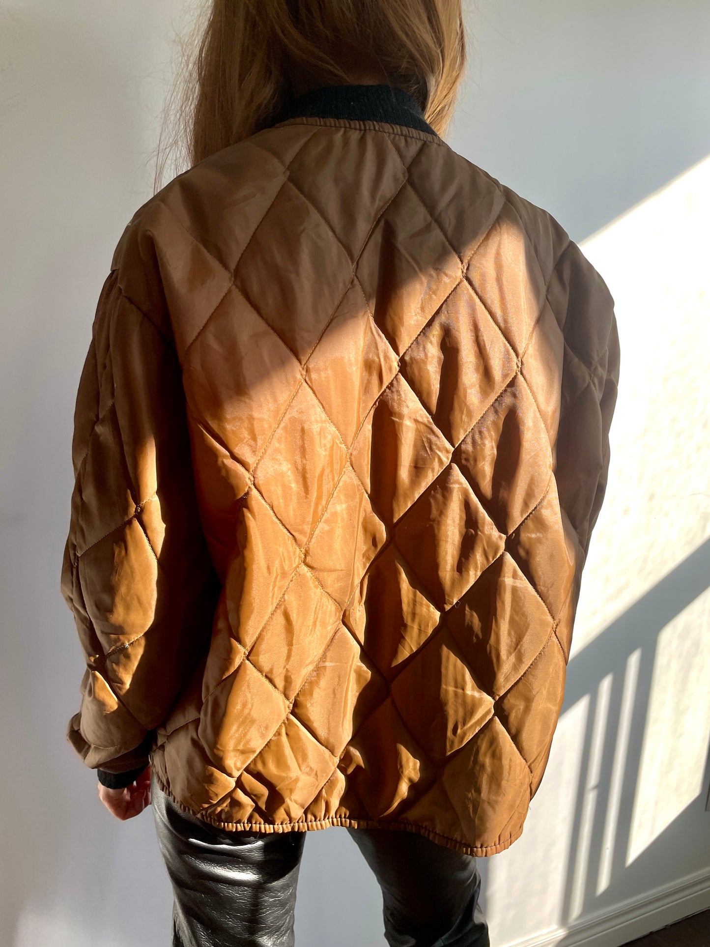 1970s Brown Quilted Jacket Medium