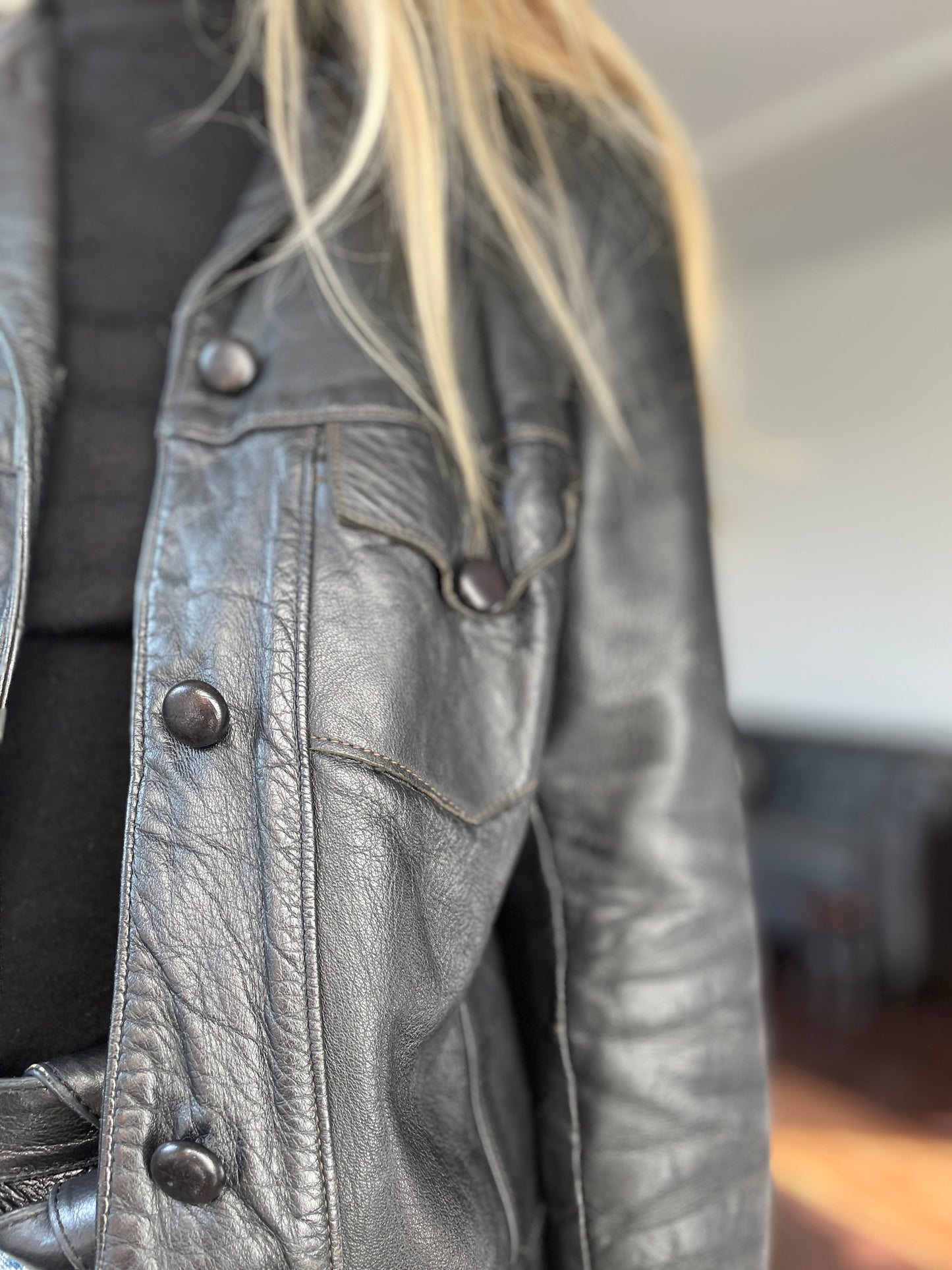 1960s, leather jacket, black, small