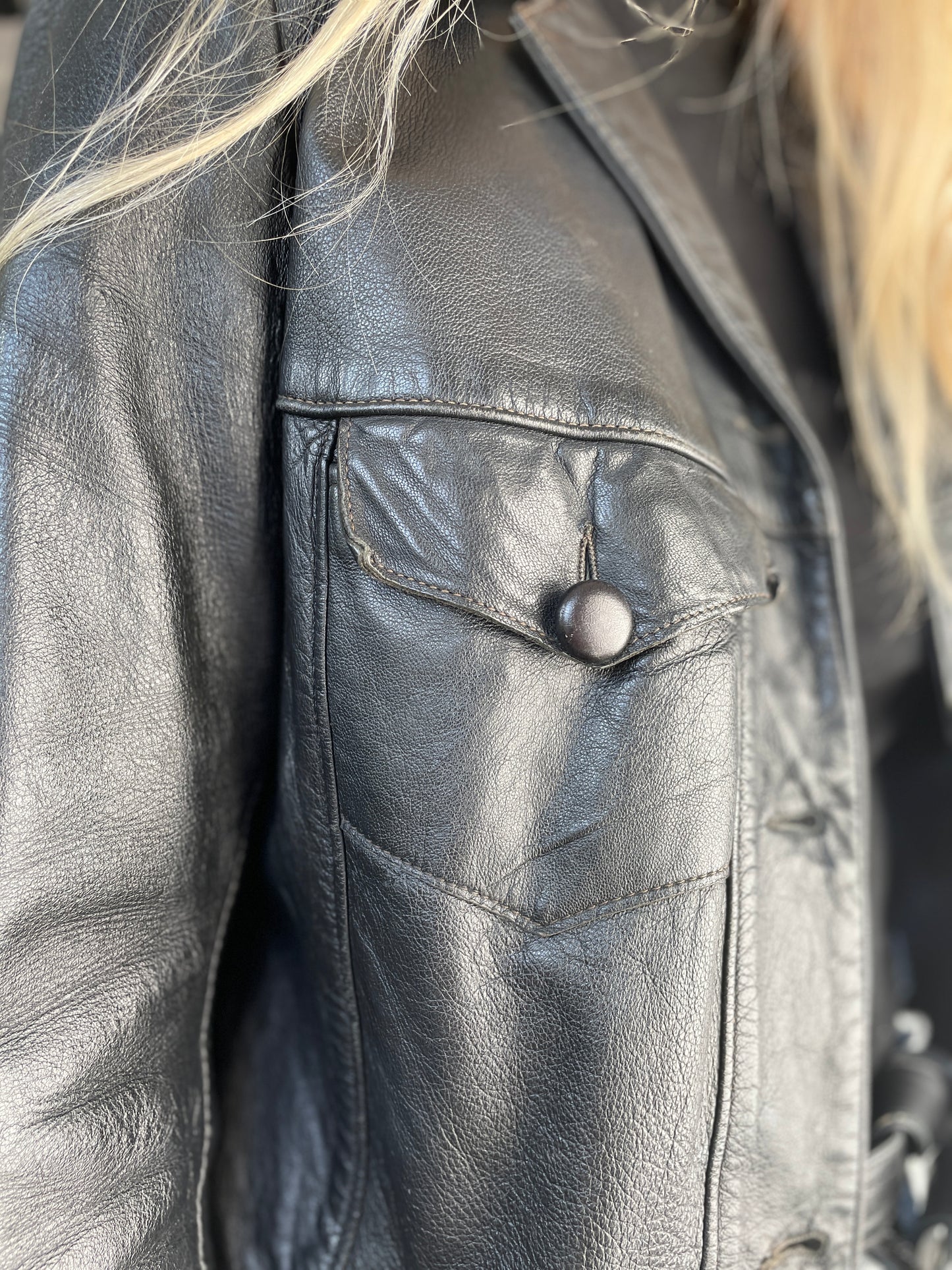 1960s Black Leather Jacket Small